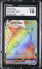 ‼️Pikachu VMAX Pokémon (2020) Vivid Voltage - 188/185 Rainbow Rare GRADE 10!💨
