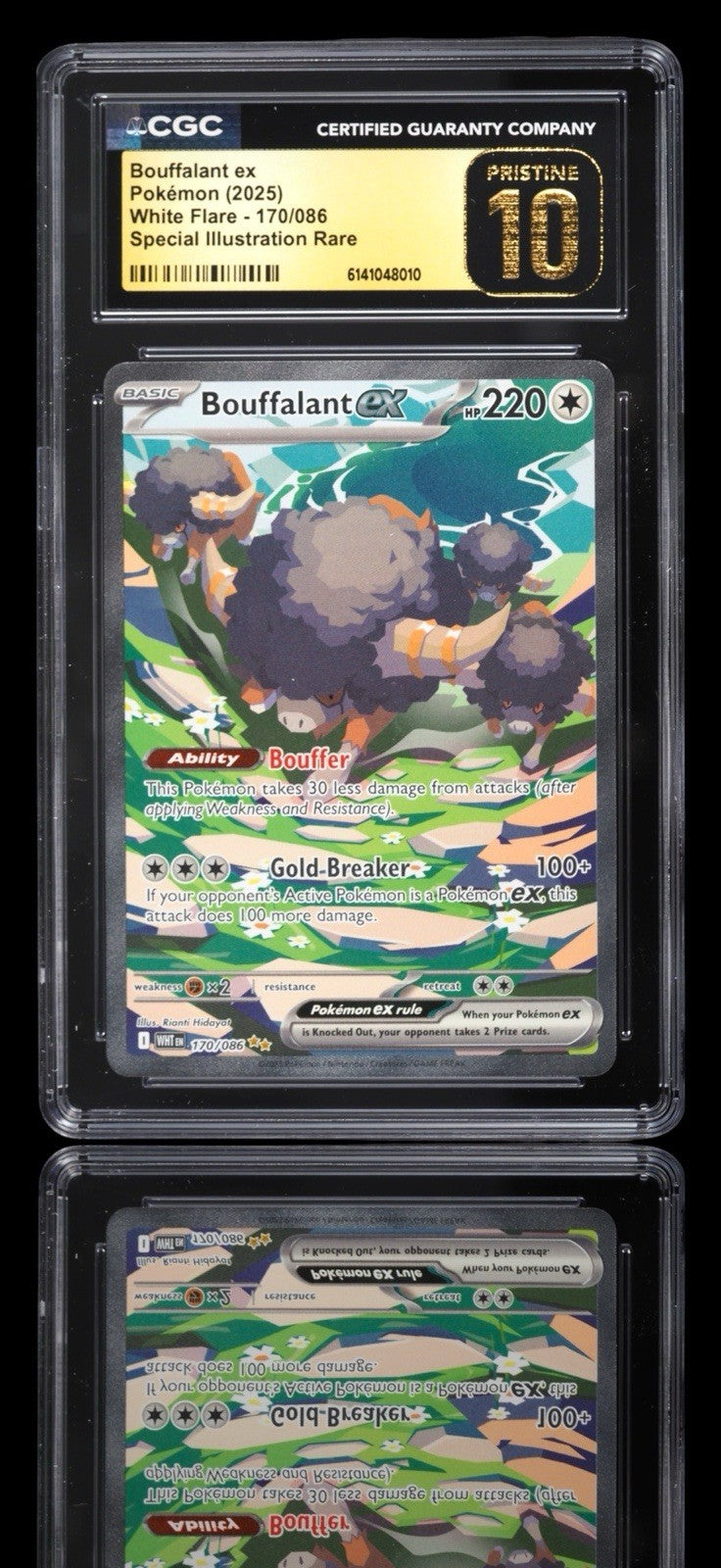 🚨 Bouffalant ex 170/086 White Flare Holo GRADE 10 PRISTINE GOLD LABEL TOP POP💨