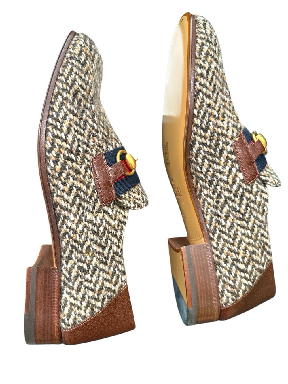‼️NEW IN BOX GUCCI Horsebit Herringbone Tweed & Leather Loafers GUCCI SIZE 6.5!