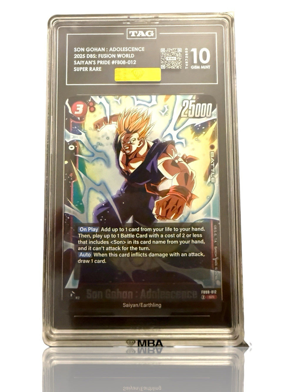 🚨 Son Gohan : Adolescence FB08-012 Saiyan's Pride TAG 10 GOLD DIAMOND MBA 💎