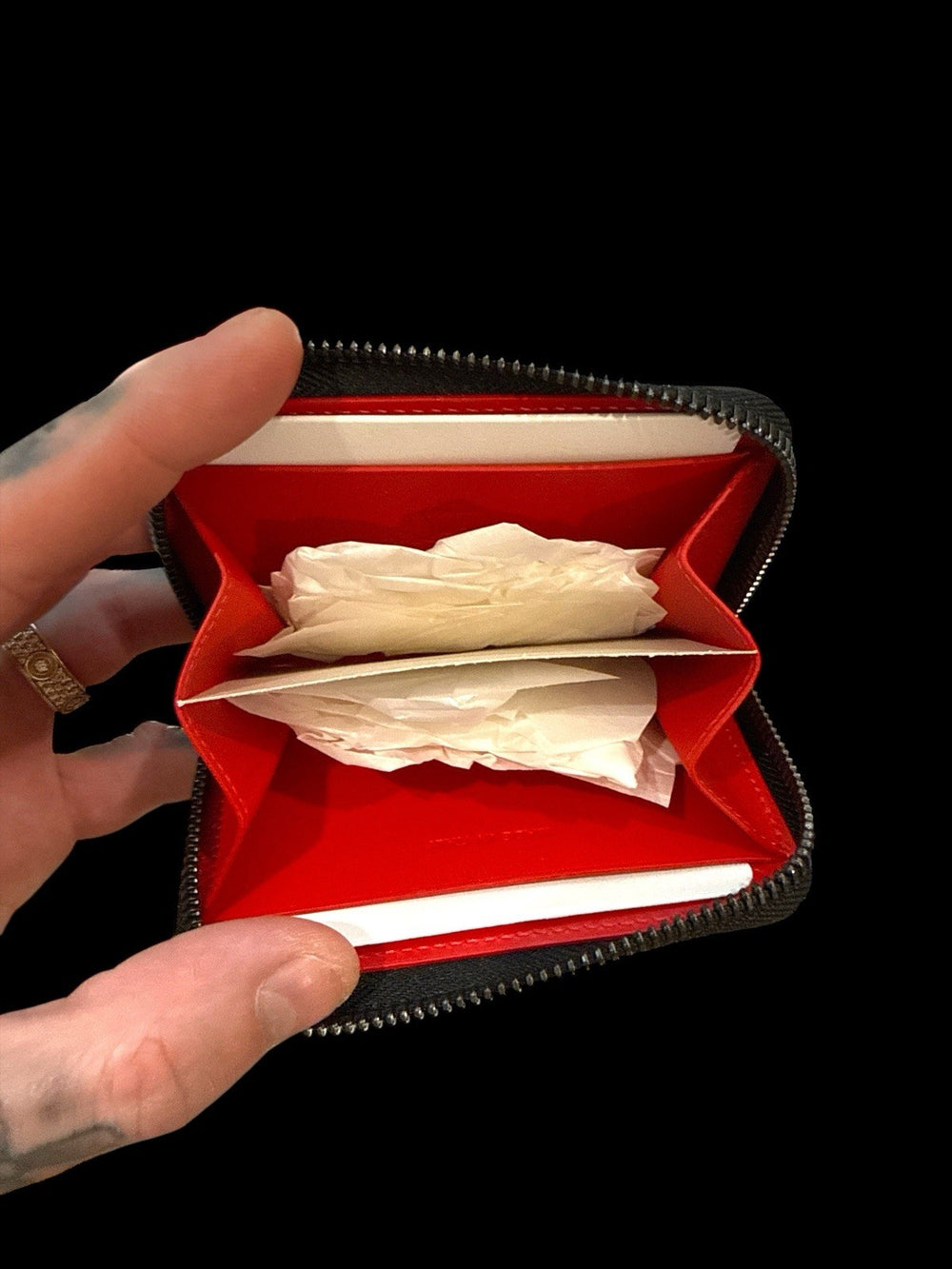 💎 NEW CHRISTIAN LOUBOUTIN~PANETTONE COIN PURSE CALF LEATHER SPIKES~FAST SHIP!💨