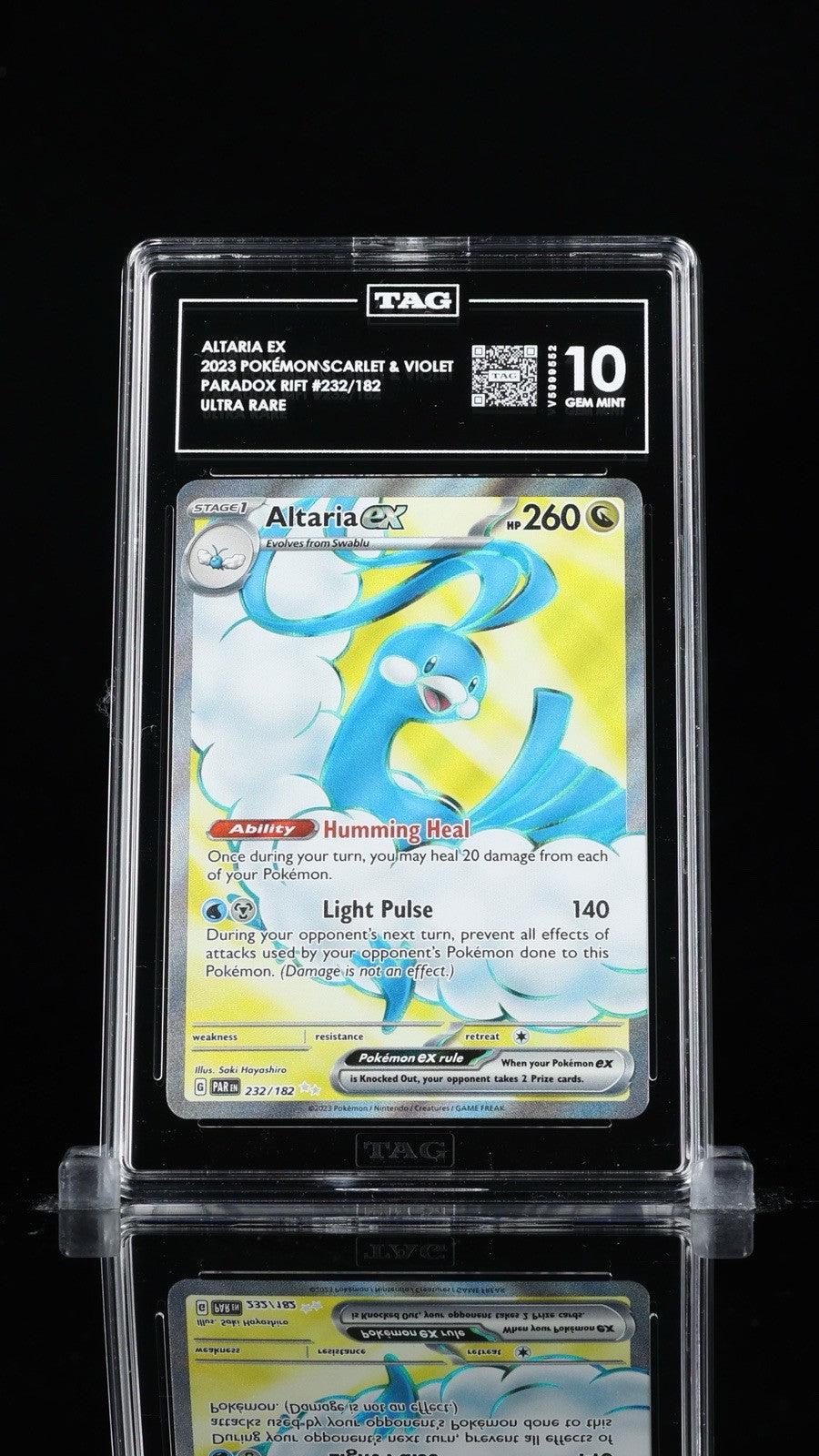‼️ALTARIA EX 2023 POKÉMONSCARLET & VIOLET PARADOX RIFT #232 TAG GRADE 10!💨
