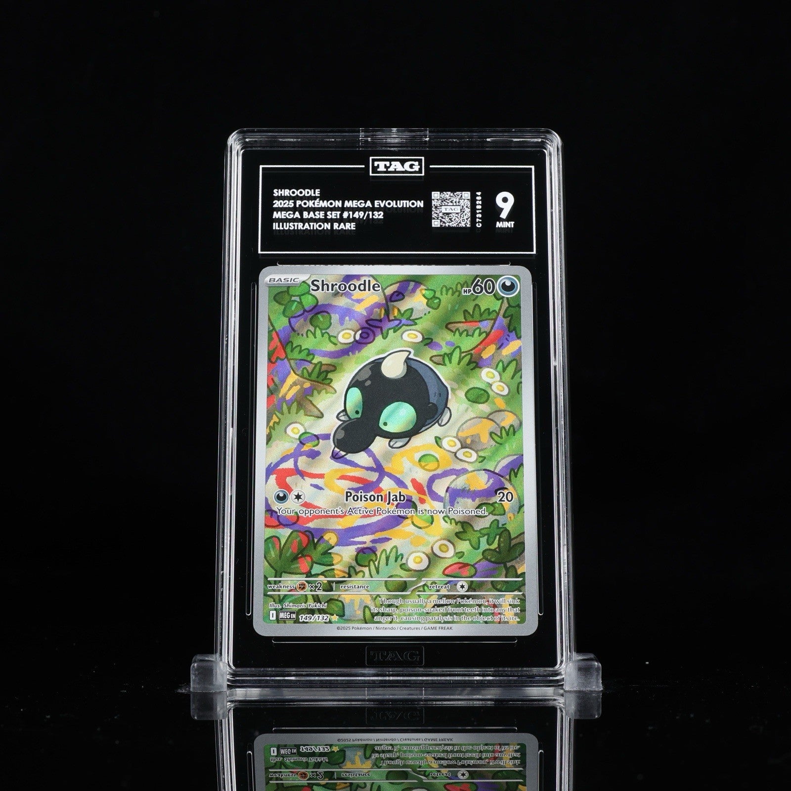 ‼️Shroodle 149/132: Mega Evolution Holo GRADE 9! SHIPS SAME DAY~SHOOT OFFER💨