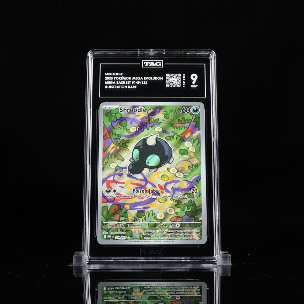 ‼️Shroodle 149/132: Mega Evolution Holo GRADE 9! SHIPS SAME DAY~SHOOT OFFER💨