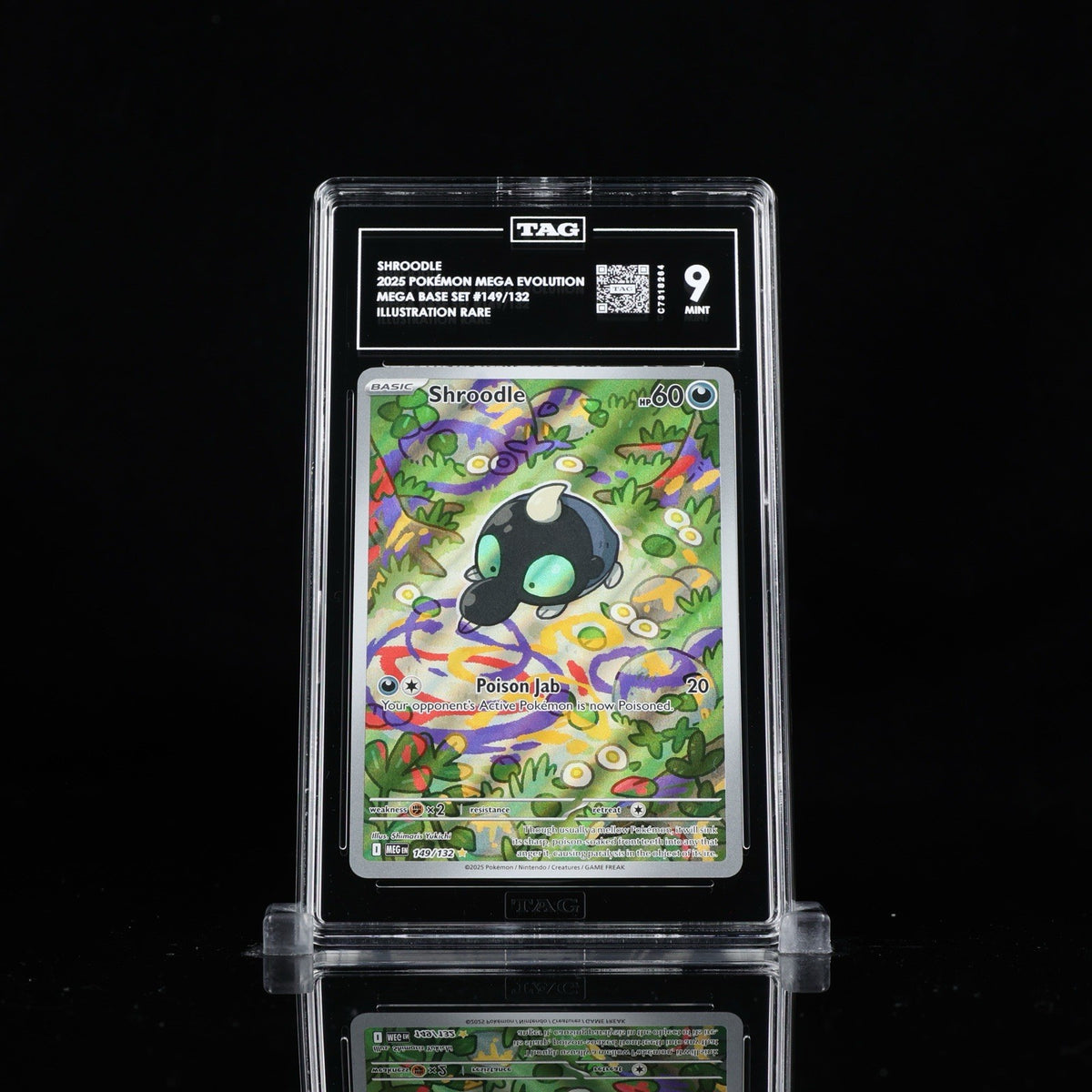 ‼️Shroodle 149/132: Mega Evolution Holo GRADE 9! SHIPS SAME DAY~SHOOT OFFER💨