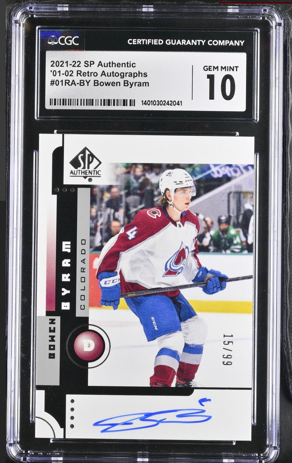 ‼️2021-22 SP Authentic Retro Autographs #01RA-BY Bowen Byram CGC 10~AUTO 10💨
