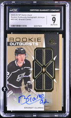 ‼️2022-23 UD SP Game Used - Rookie Outbursts Brandt Clarke Auto Jersey GRADED💨