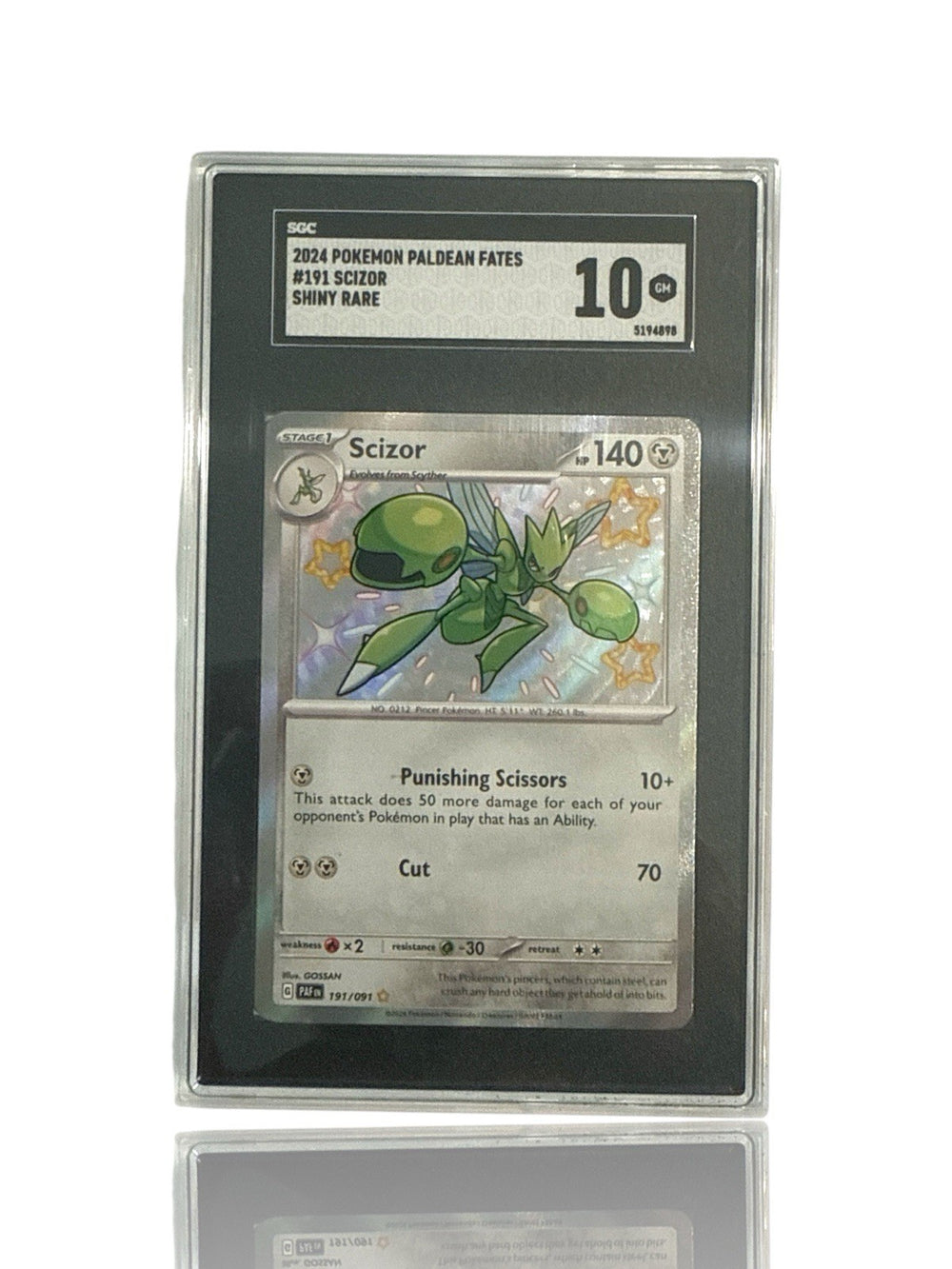 ‼️Pokemon Scizor 191/091: Paldean Fates BABY SHINY GRADE 10! SAME DAY SHIP!💨