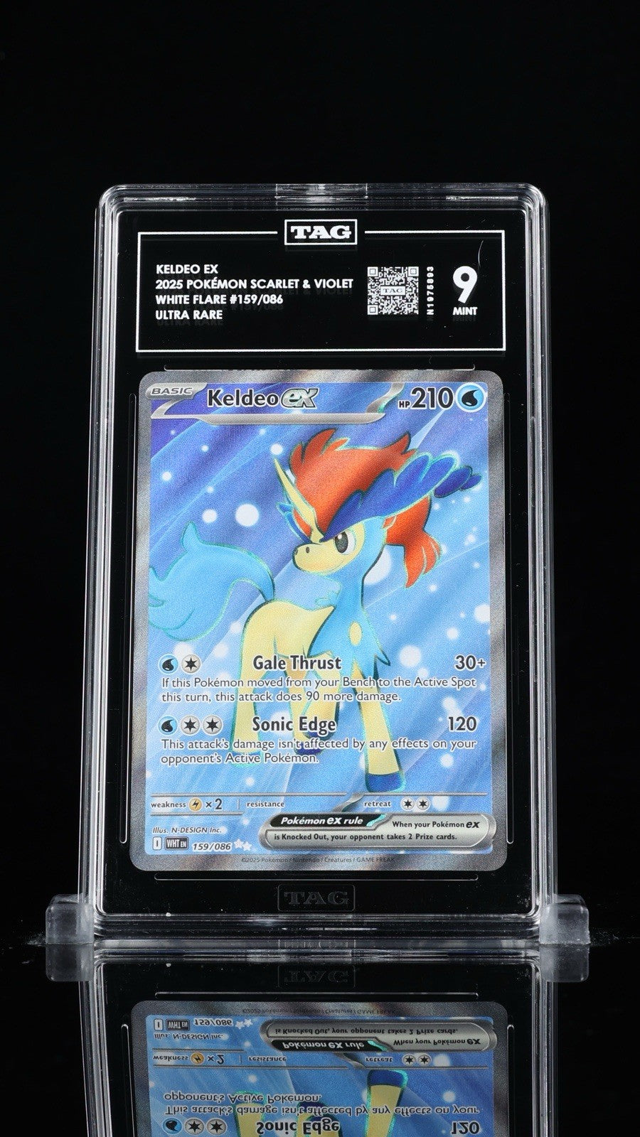 ‼️KELDEO EX 2025 POKÉMON SCARLET & VIOLET WHITE FLARE #159 ULTRA RARE TAG 9💨