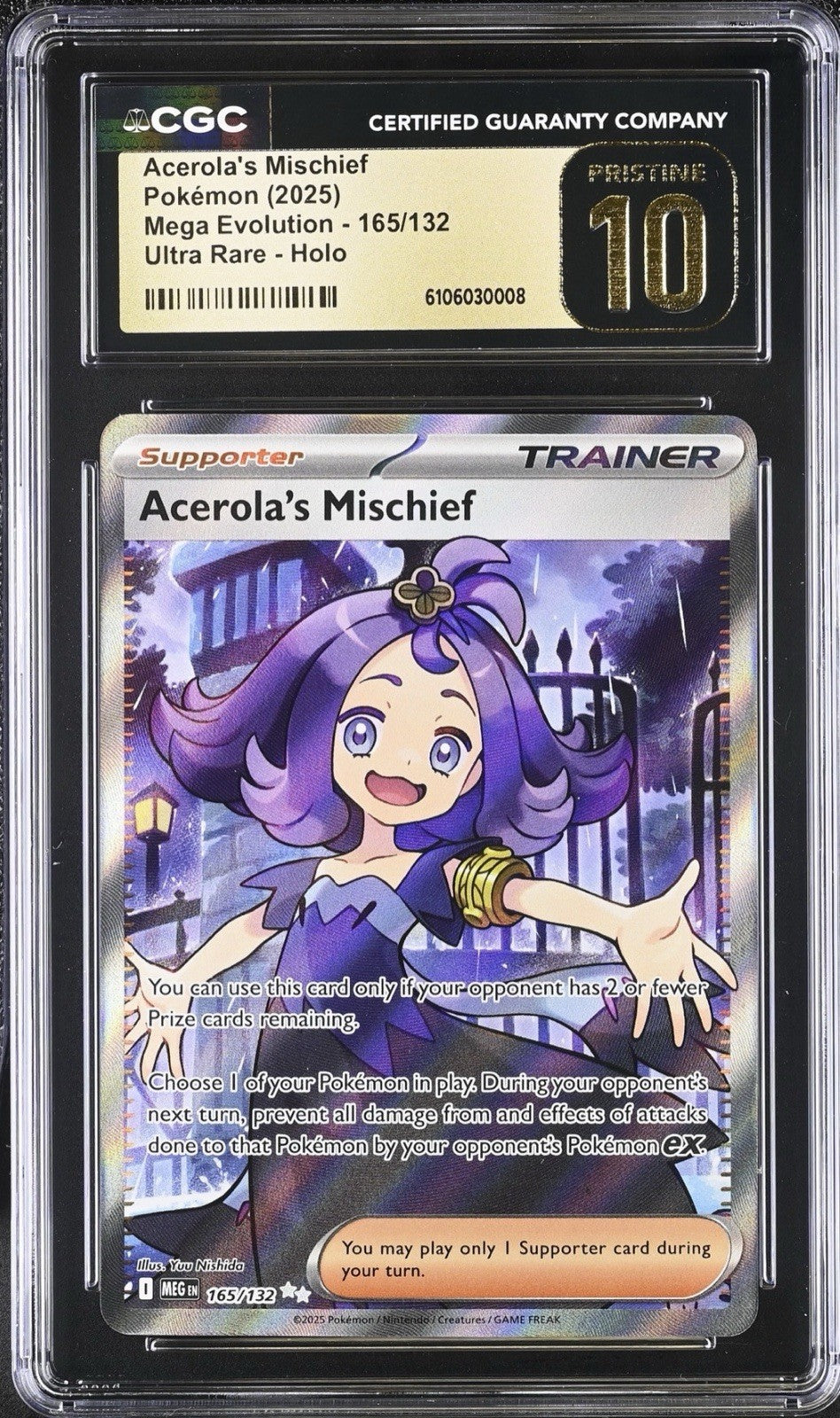 ‼️Acerola's Mischief 165/132 Mega Evolution Holo CGC 10 PRISTINE GOLD LABEL!💨