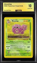 ⚠️ Weezing 45/62 Pokemon Fossil Regular~ MBA GRADE 10~ FAST SHIP SHOOT OFFER!💨
