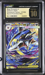 ‼️Mega Sharpedo ex #127 Phantasmal Flames GRADE 10 PRISTINE GOLD LABEL TOP POP💨