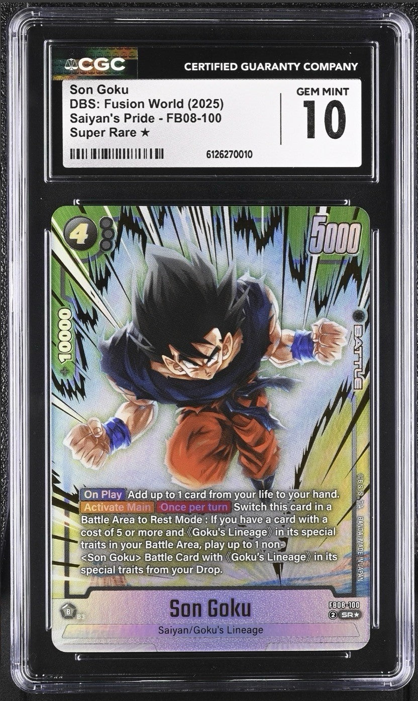 💎Son Goku - FB08-100 Saiyan's Pride Dragon Ball Fusion World GRADE 10 POP 2!💨