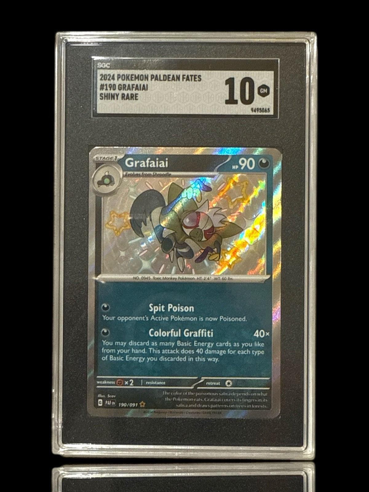‼️Grafaiai 190/091: Paldean Fates BABY SHINY GRADE 10! FAST SHIP~SHOOT OFFER💨