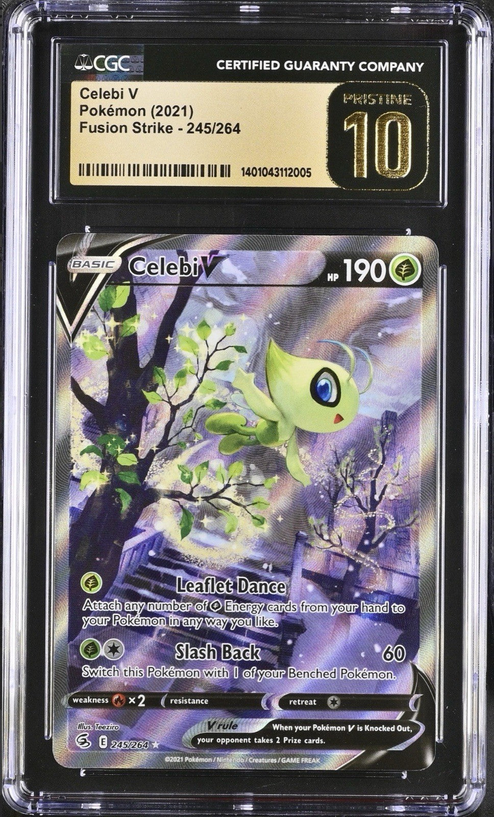 💜 Pokemon Celebi V #245 Fusion Strike Holo GRADE 10 PRISTINE GOLD LABEL!💨
