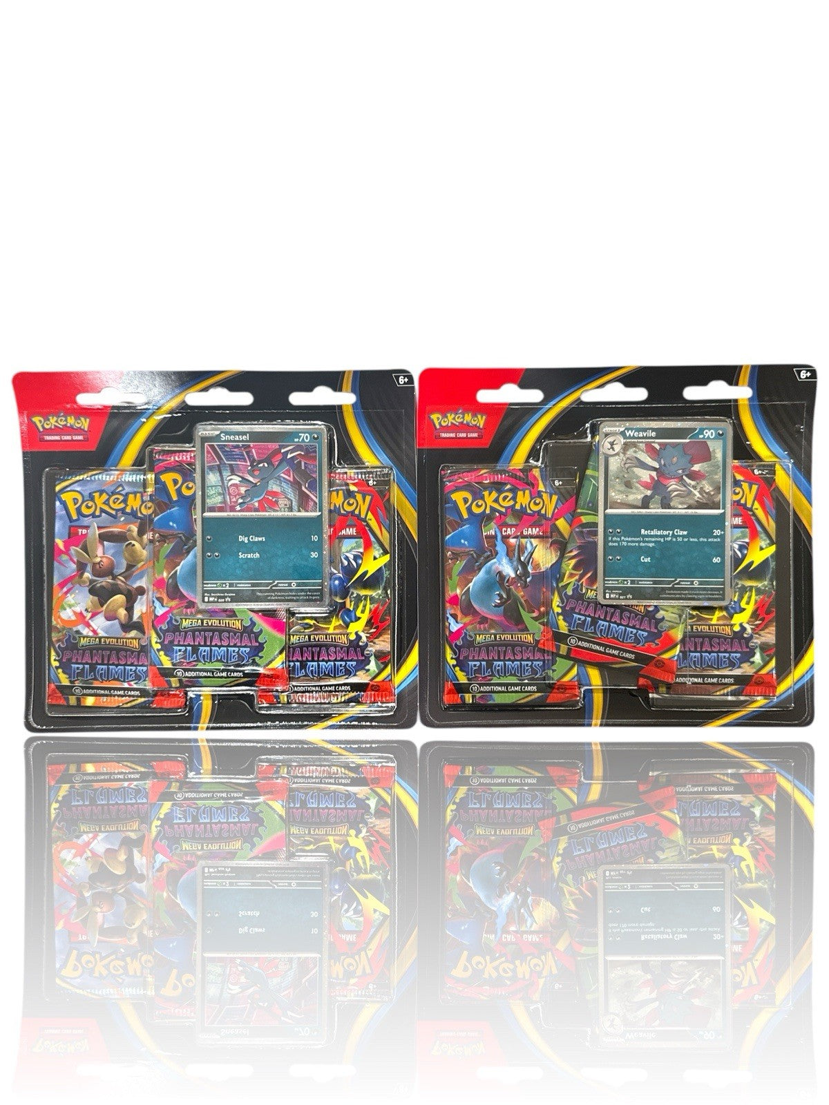 ‼️LOT OF 2~Pokemon PHANTASMAL FLAMES Weavile and Sneasel 3-Pack Blister Set!