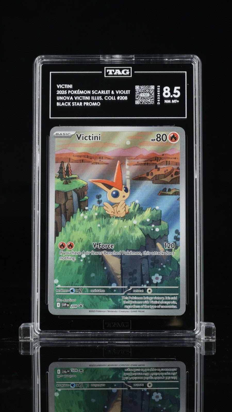 🌅 Victini 208: Scarlet & Violet Promo TAG GRADE 8.5~SAME DAY SHIP~SHOOT OFFER!