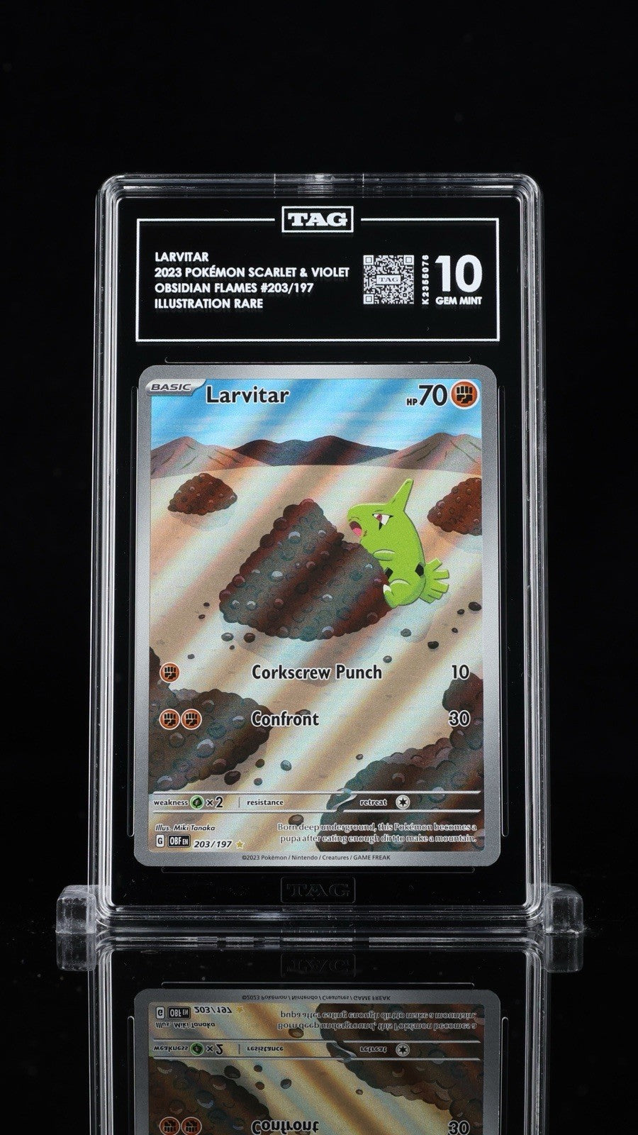 🔥 Larvitar 203/197 Obsidian Flames Holo TAG GRADE 10! RANKED #1! SHOOT OFFER💨