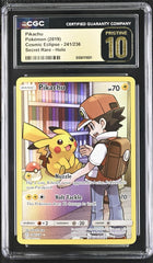 ❤️Pikachu Secret #241~Cosmic Eclipse GRADE 10 PRISTINE GOLD LABEL TOP POP!💨
