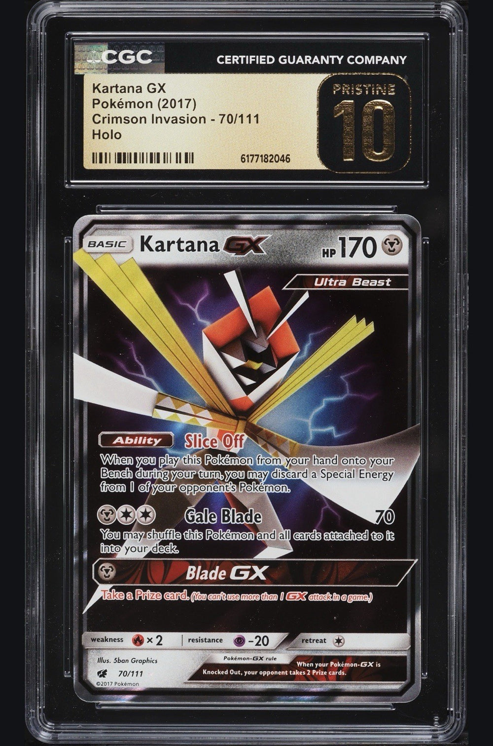 🔥 Kartana GX #70 Pokemon Crimson Invasion Holo~PRISTINE 10 GOLD LABEL TOP POP💨