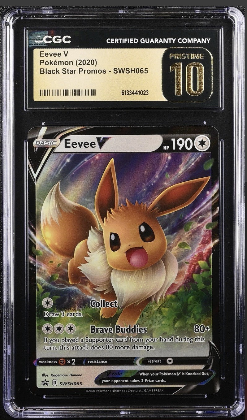 ‼️Eevee V SWSH065 Sword & Shield Promo Holo GRADE 10 PRISTINE GOLD LABEL TOP POP