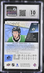 ‼️2021-22 SP Game Used Autographs #157 Riley Damiani Blue CGC 9~AUTO 10~POP 1💨