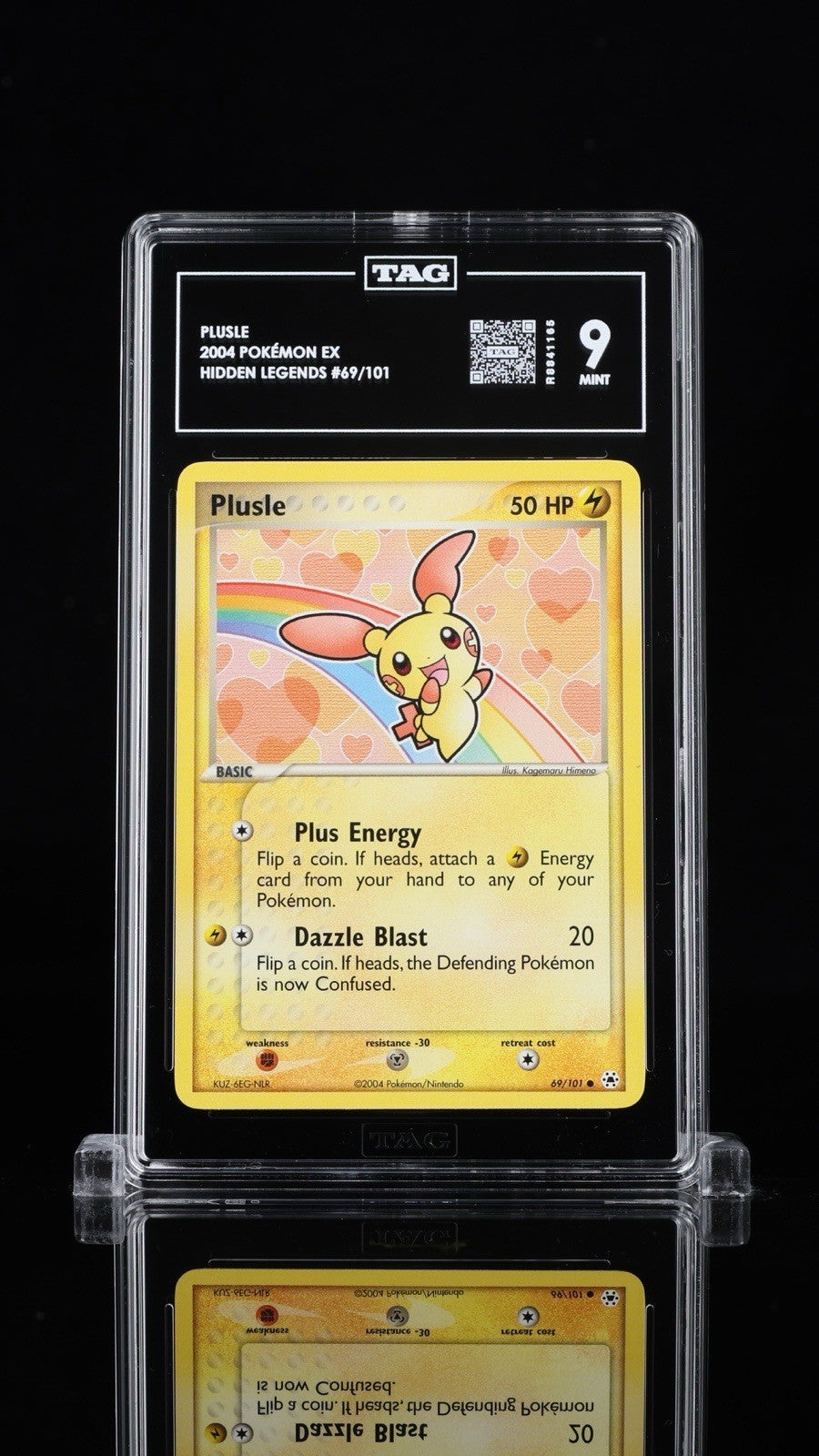💎 Plusle 69/101 Hidden Legends Regular TAG GRADE 9! TOP RANKED LOW POP!💨