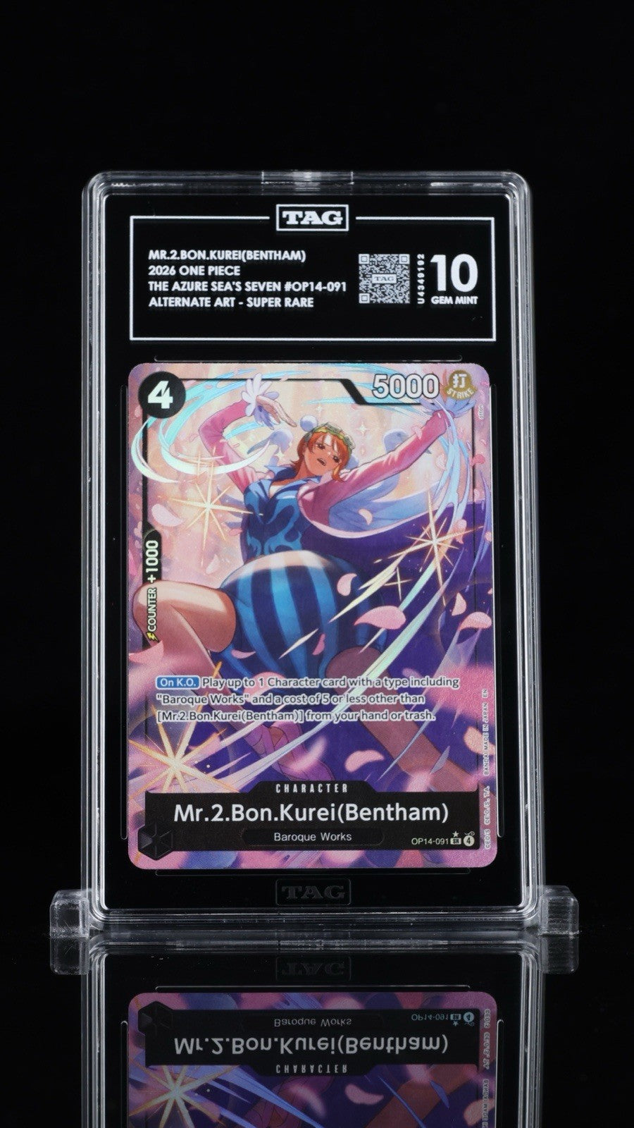 💎Mr.2.Bon.Kurei Bentham OP14-091 The Azure Sea's Seven Foil~ TAG GRADE 10!💨