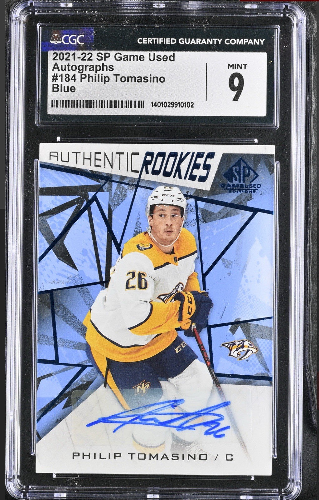 ‼️2021-22 Upper Deck Game Used-Rookies Philip Tomasino #184 GRADE 9💨POP 1 AUTO