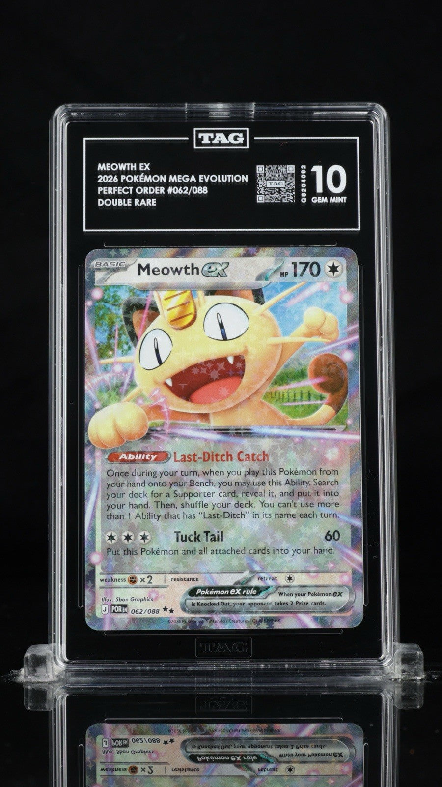 😻 Meowth ex 062/088 Perfect Order Holo TAG GRADE 10! SHOOT OFFER!💨
