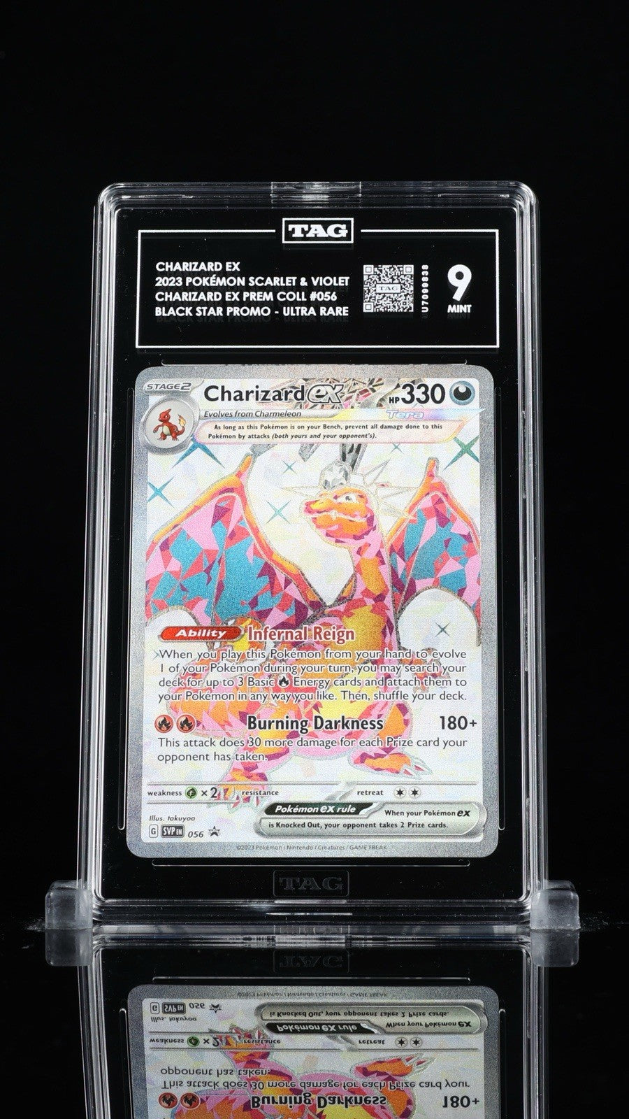 ‼️CHARIZARD EX 2023 POKÉMON SCARLET & VIOLET #056 BLACK STAR PROMO~TAG GRADE 9💨