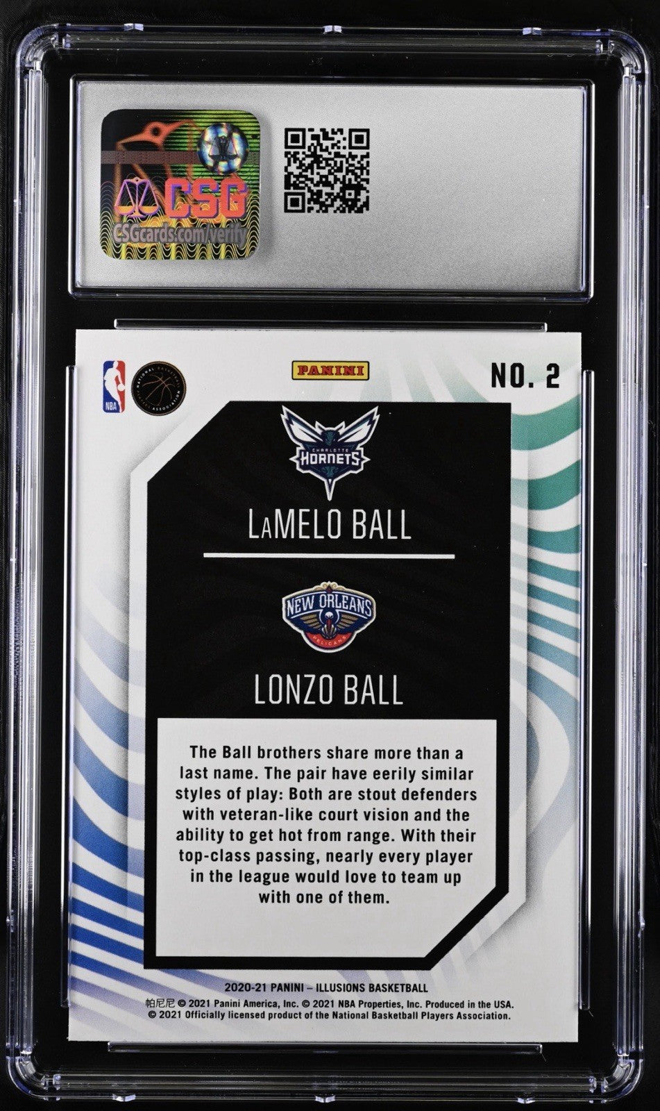 ‼️2020-21 Panini Illusions Rookie Reflections LaMelo Ball Lonzo Ball #2 CSG 10💨