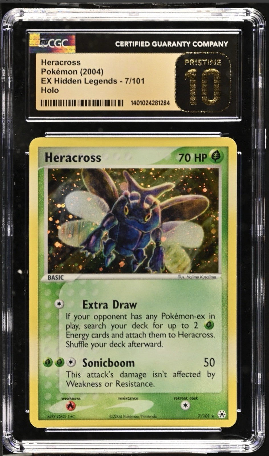 💚 Heracross #7 Hidden Legends Holo GRADE 10 PRISTINE GOLD LABEL TOP POP 5!💨