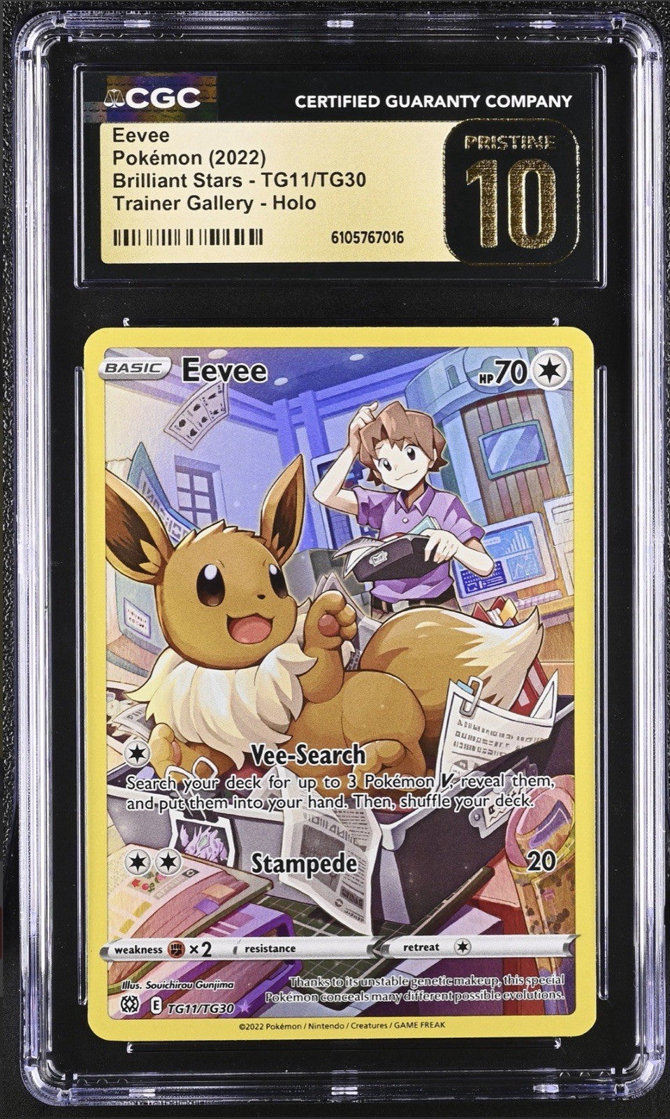 ‼️Pokemon Eevee TG11 Brilliant Stars Trainer GRADE 10 PRISTINE GOLD LABEL!💨