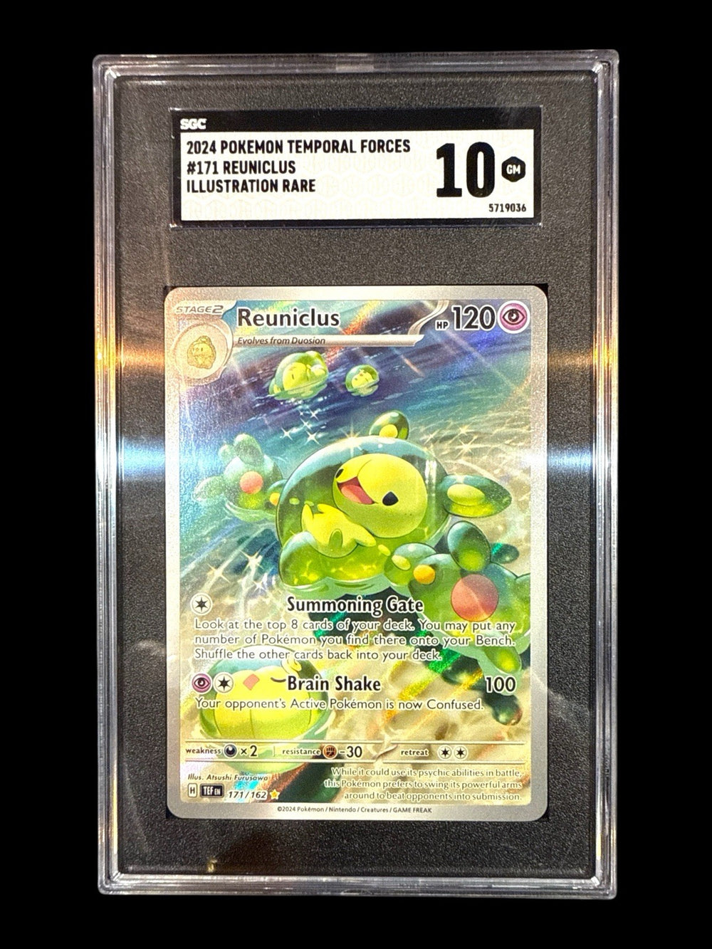 ‼️2024 POKEMON TEMPORAL FORCES #171 REUNICLUS ILLUSTRATION RARE GRADE 10💨
