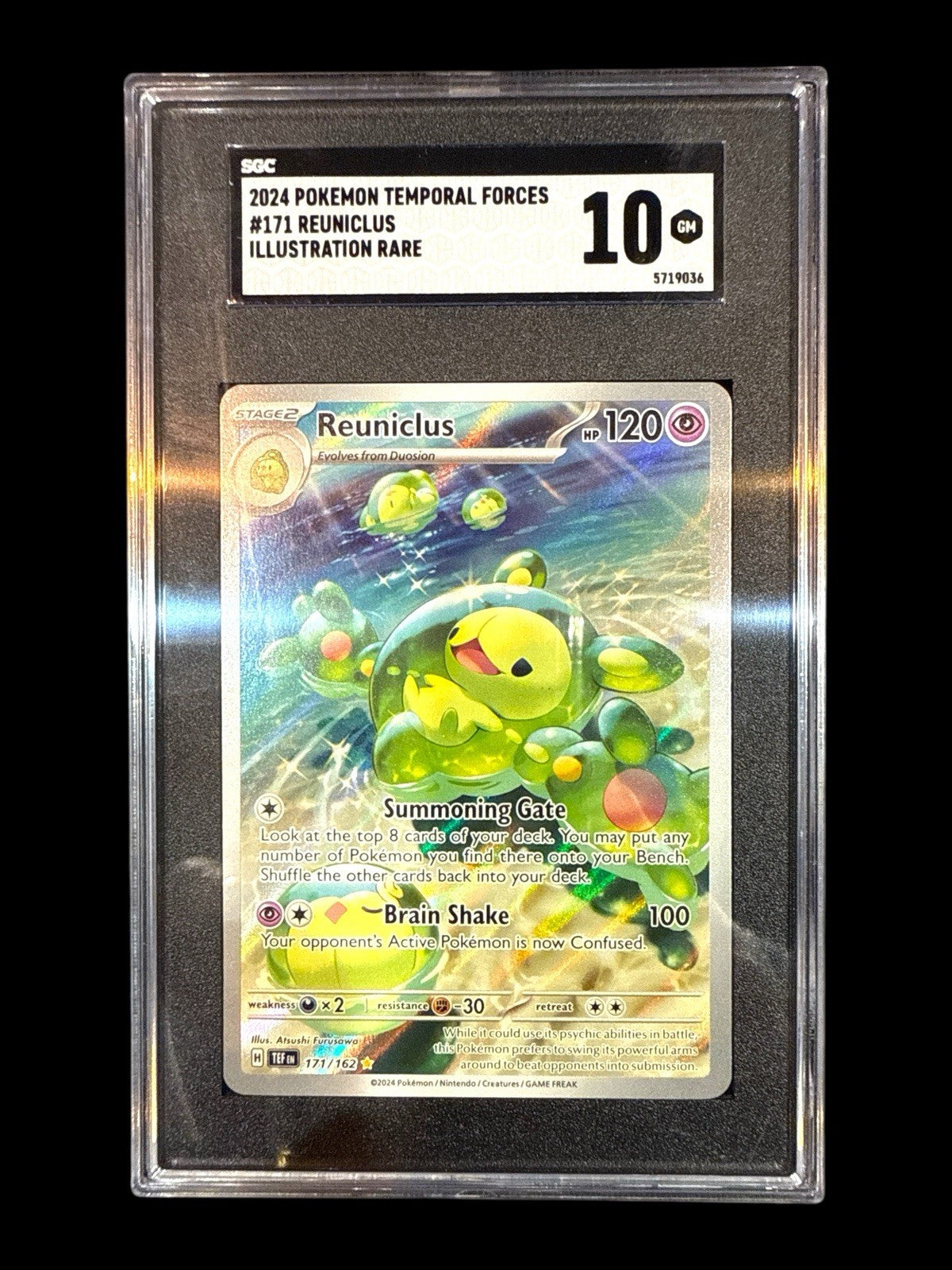 ‼️2024 POKEMON TEMPORAL FORCES #171 REUNICLUS ILLUSTRATION RARE GRADE 10💨