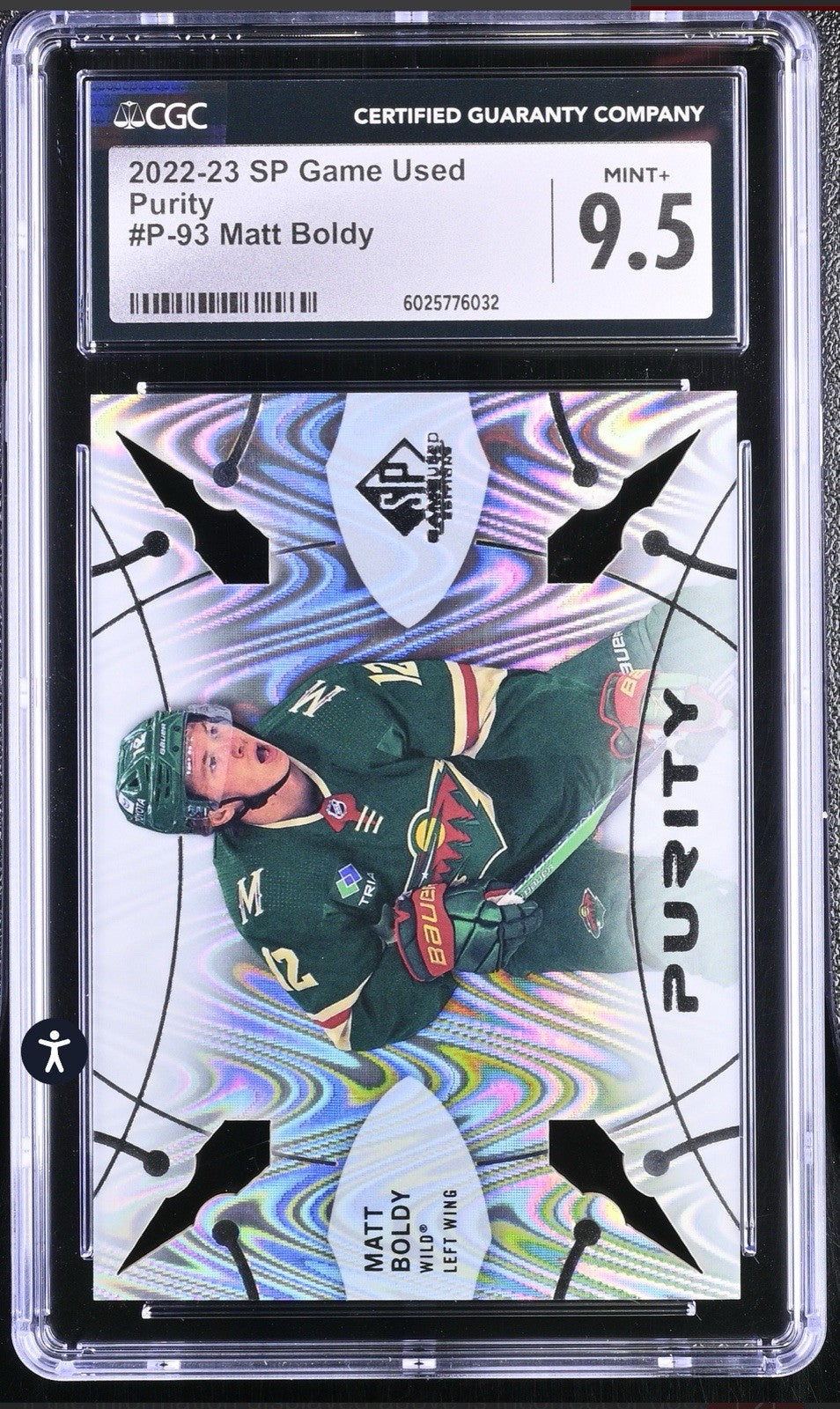 ‼️2022-23 Upper Deck SP Game Used - Purity Rookies Matt Boldy #P-93 (RC) GRADE 9