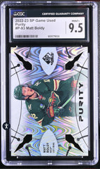 ‼️2022-23 Upper Deck SP Game Used - Purity Rookies Matt Boldy #P-93 (RC) GRADE 9