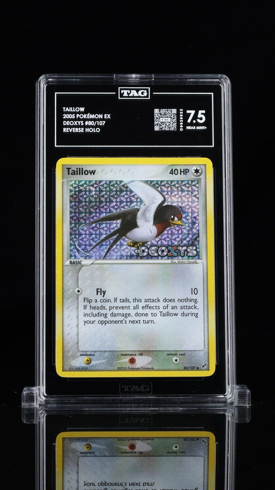 🌟Taillow 80/107 Deoxys Reverse Holo~ TAG GRADE 7.5! SAME DAY SHIP~SHOOT OFFER💨