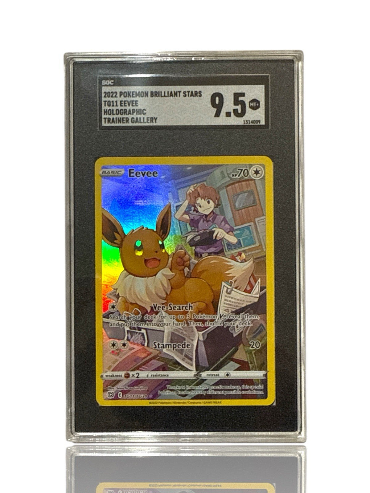 ‼️Pokemon Eevee TG11/TG30: Brilliant Stars Trainer Gallery Holo GRADE 9.5!💨