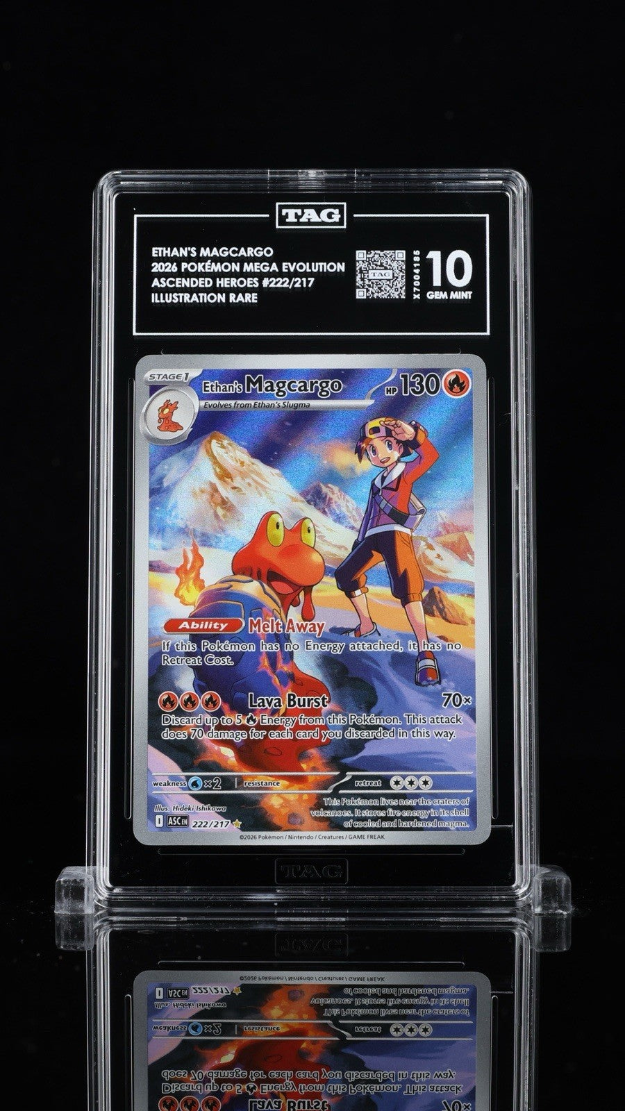 🤤 Ethan's Magcargo #222 Ascended Heroes Holo TAG GRADE 10! HIGH RANKING!💨
