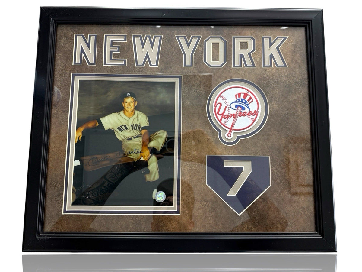 ⚠️Mickey Mantle Signed Photo, 22 X 18" Oversized~Custom NY Yankees Frame GFA COA