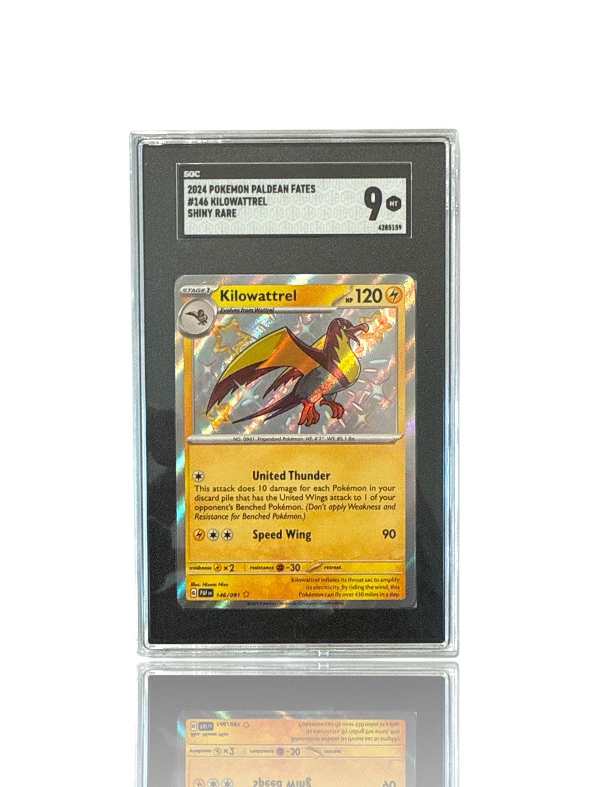 ‼️Pokemon Kilowattrel 146/091: Paldean Fates Holo GRADE 9! FAST SHIP~SHOOT OFFER