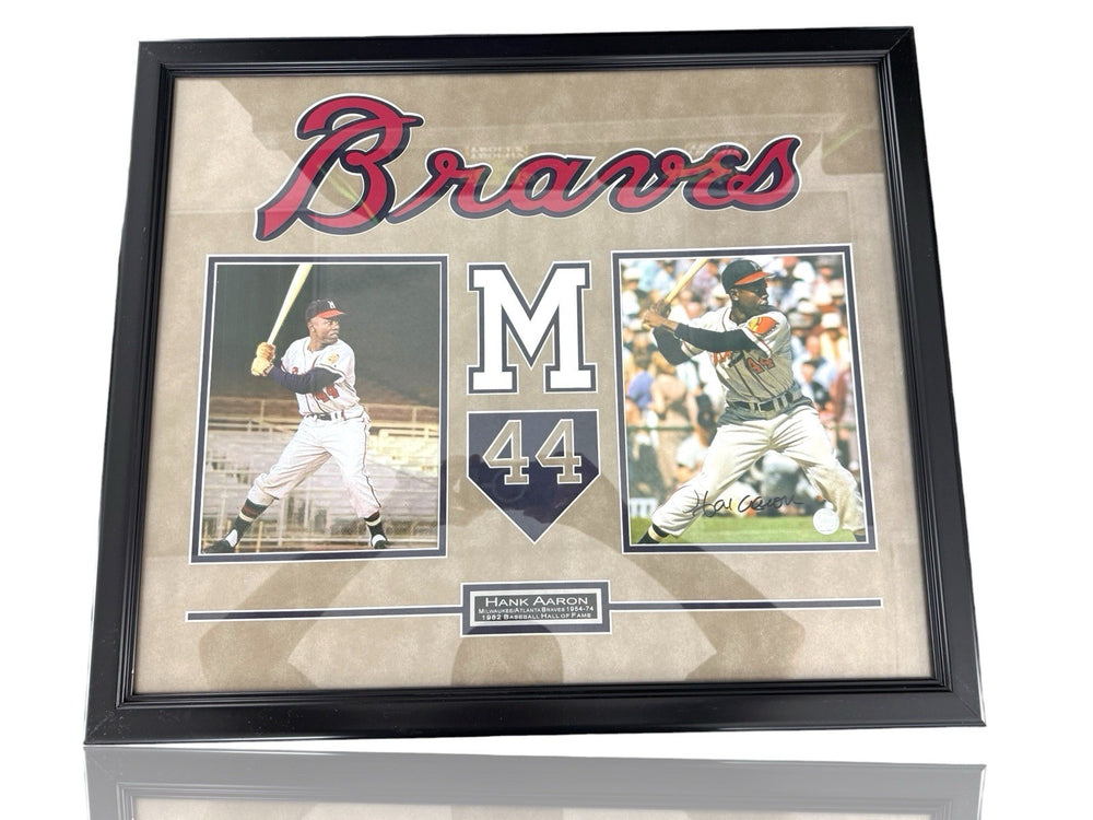 ⚠️ Hank Aaron 22x26” Braves HOF Framed Matted COA GFA~HIGH QUALITY SHOOT OFFER💨