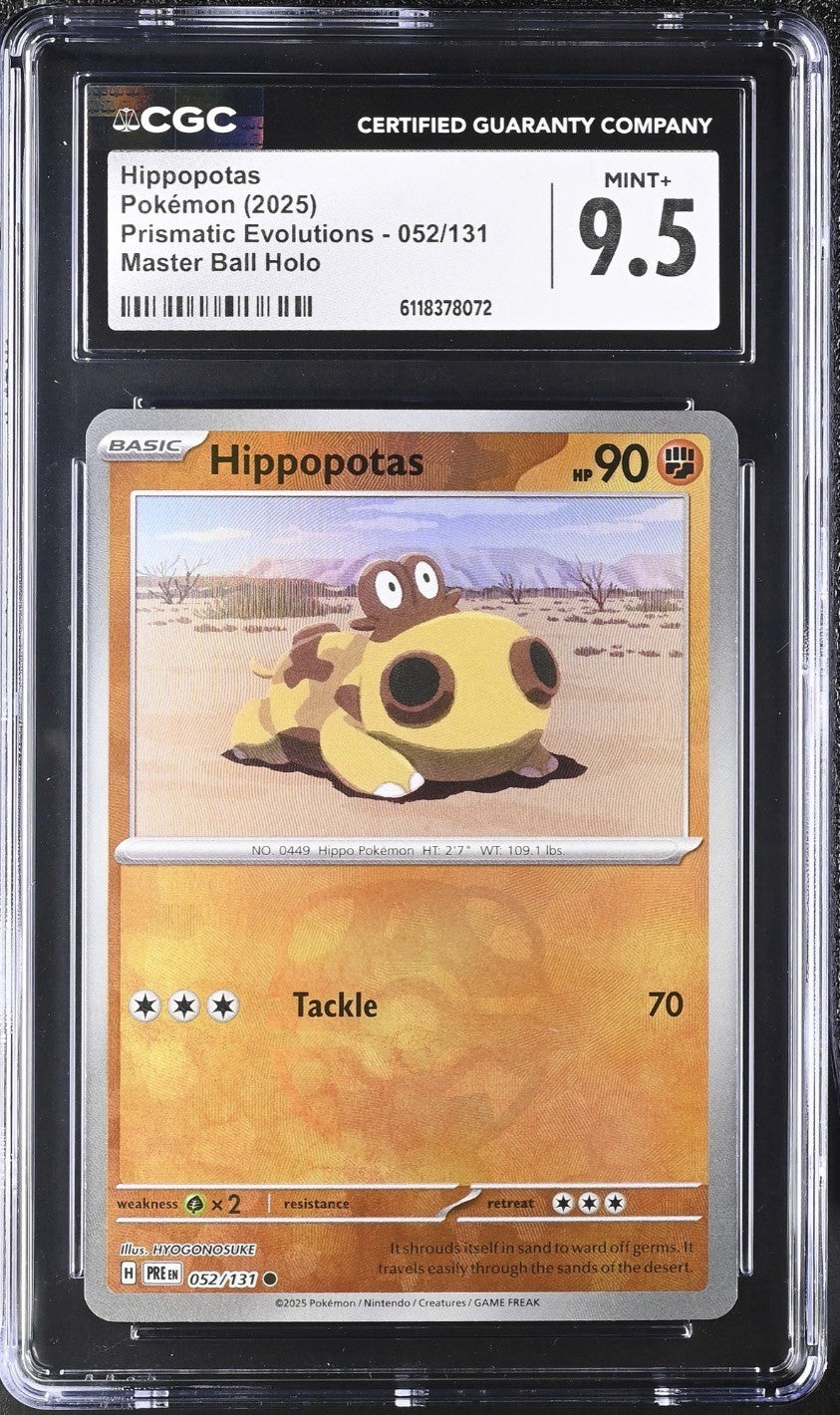 🔥 Hippopotas MasterBall 052/131 Prismatic Evolutions Pokemon~ GRADE 9.5!💨