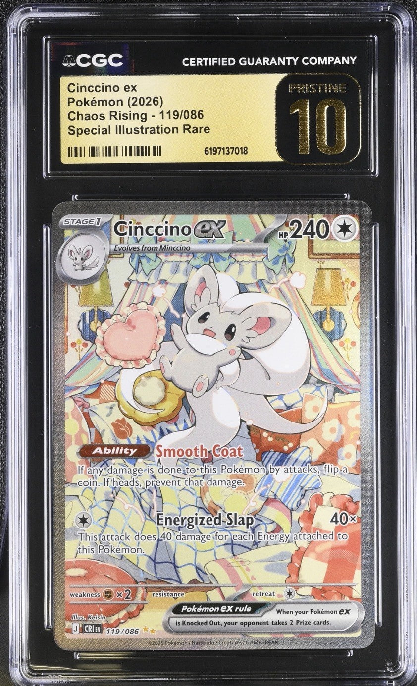 ⚠️Cinccino ex 119/086 Pokemon Chaos Rising SIR~PRISTINE 10 GOLD LABEL TOP POP!💨