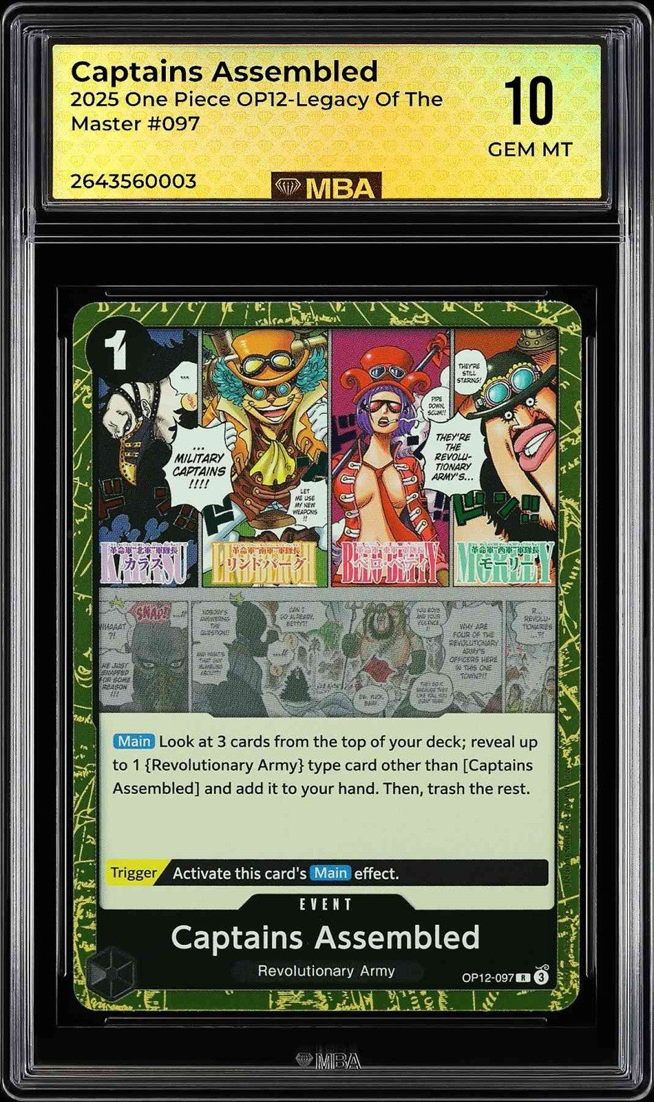 ⚠️ One Piece~Captains Assembled OP12-097 Legacy of the Master Foil~ MBA 10 POP 1