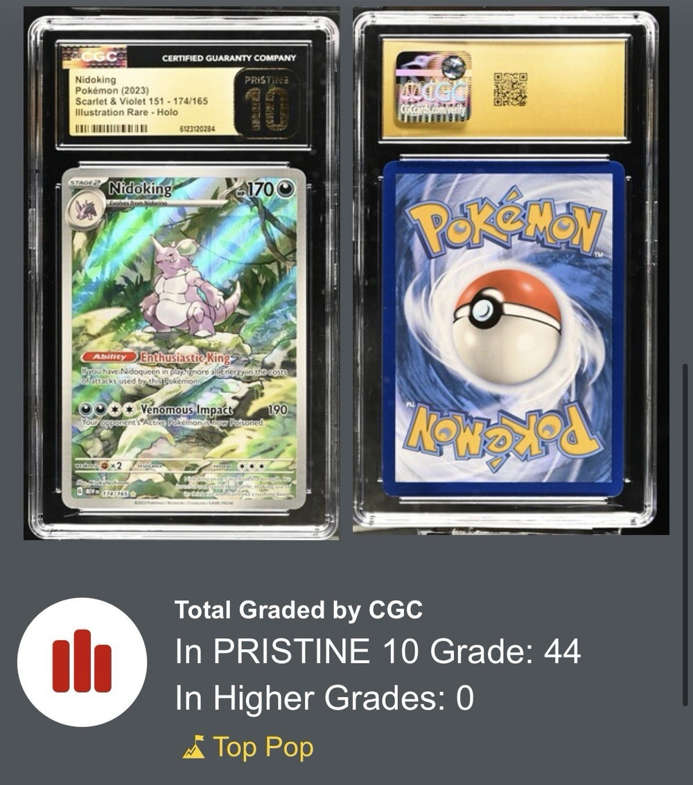 💎Nidoking #174 Scarlet & Violet 151 Holo GRADE 10 PRISTINE GOLD LABEL TOP POP💨
