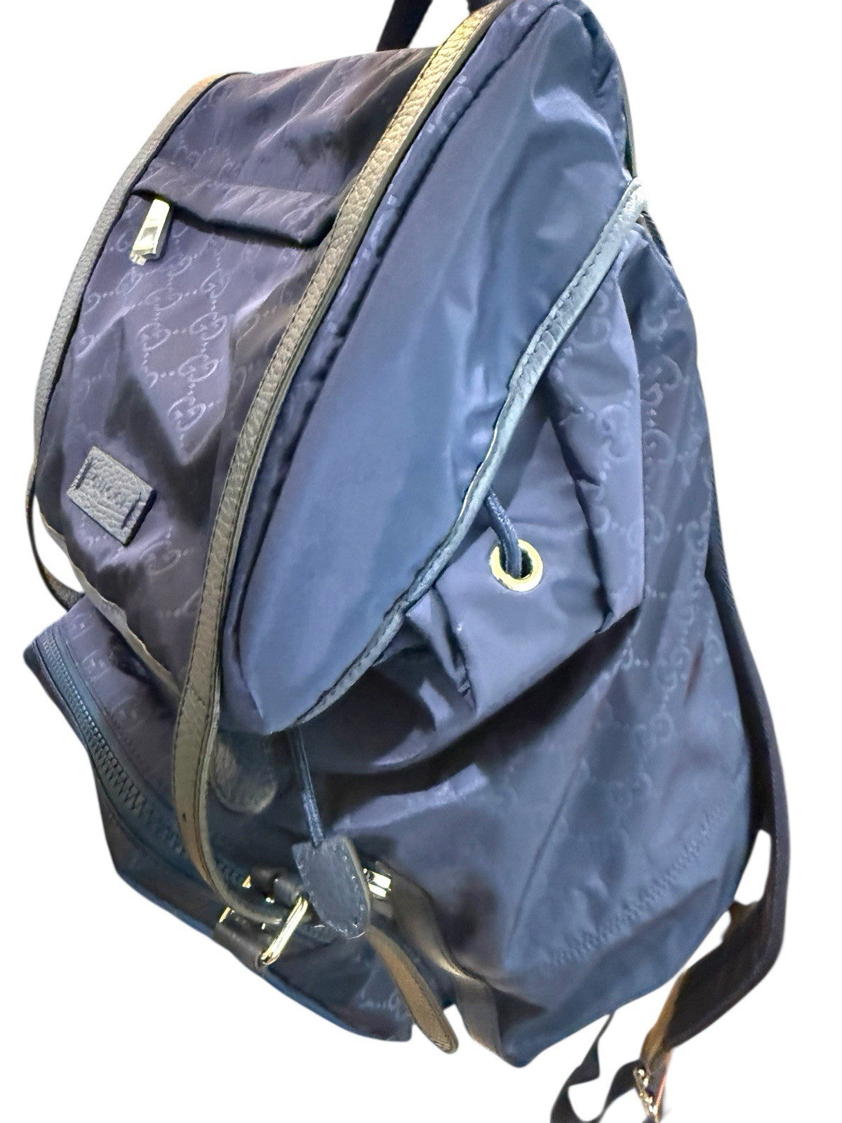 🌟NEW GUCCI Blue Medium Nylon & Leather Guccissima Backpack~SHOOT OFFER!💨