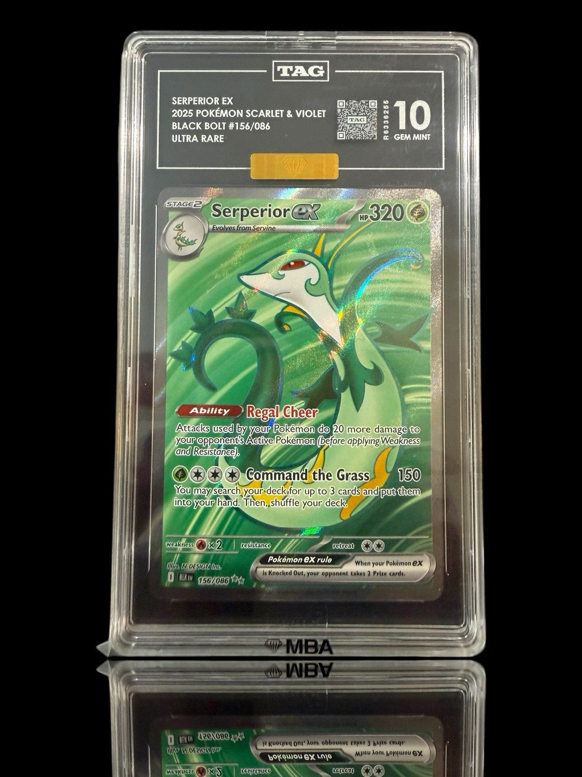 💎 Serperior ex Pokemon 156/086 Black Bolt TAG 10 GOLD DIAMOND MBA™️ PRISTINE!